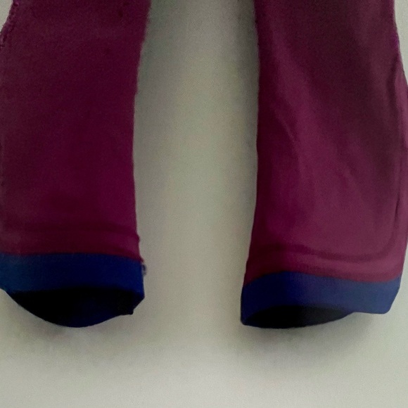 Free People Movement Size Small Burgundy Tight with Navy Racer Stripes - Picture 4 of 7